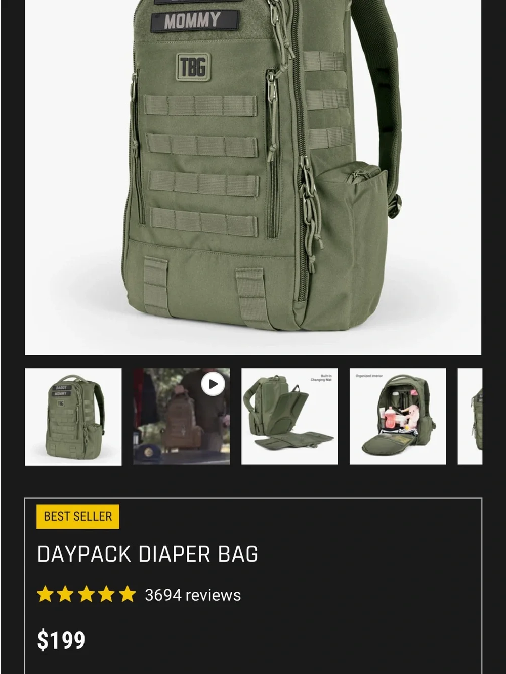 Tactical Baby Gear Daypack Backpack - Ranger Green - Picture 5 of 7
